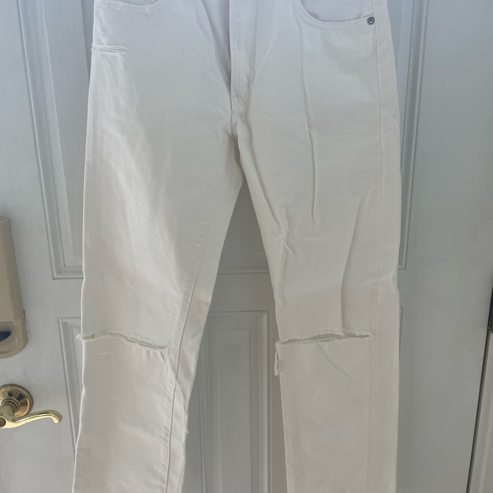 Moussy Odessa White Straight Distressed Jeans